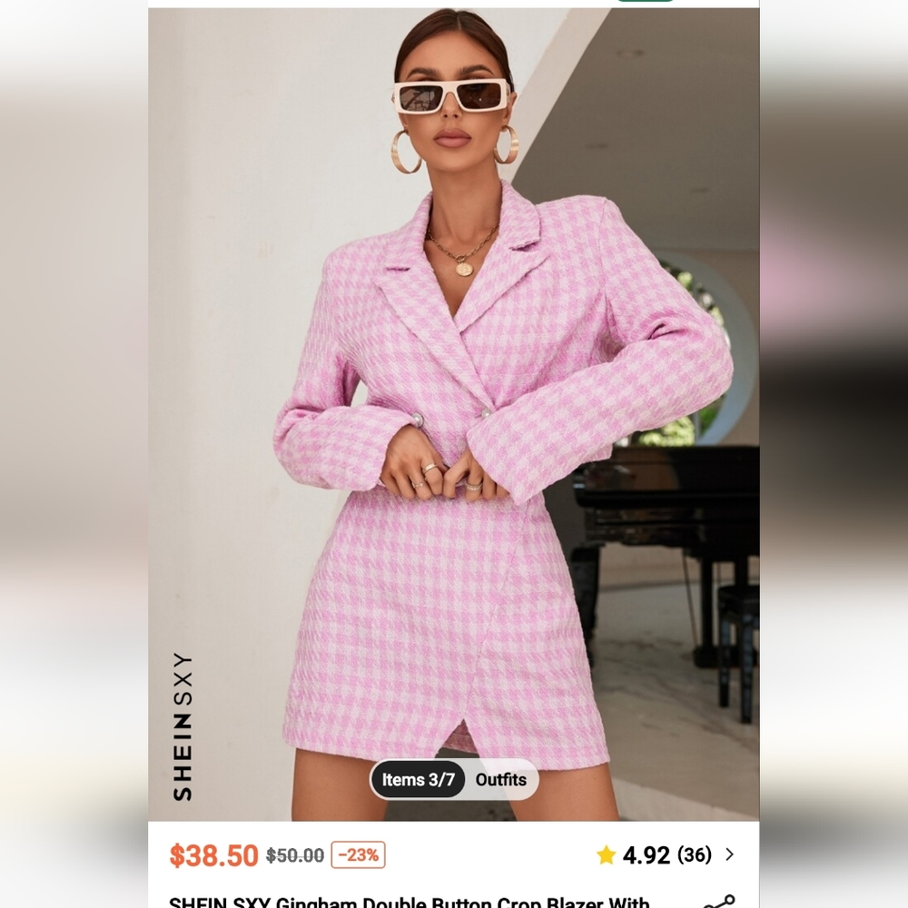 Pink tweed set - blazer and skirt